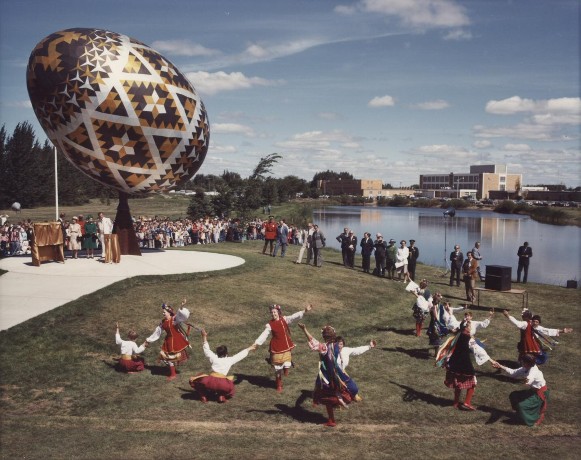 Image - The pysanka (Easter egg) monument in Vegreville, Alberta, Canada.